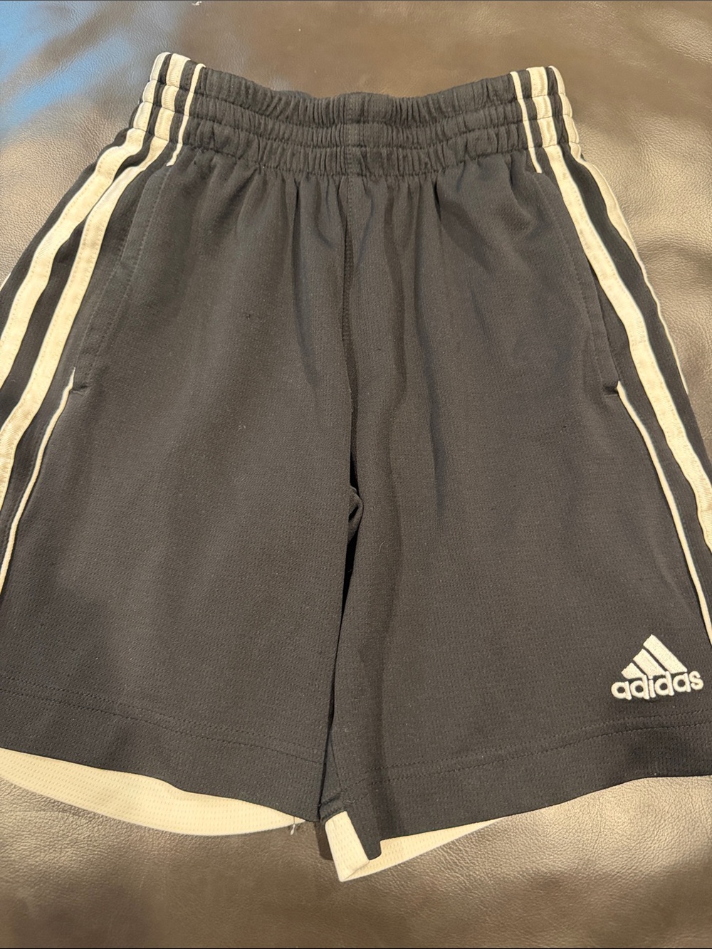 adidas Black Athletic Shorts with White Stripes and Logo